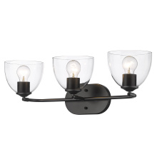 Golden 6958-BA3 BLK-BLK-CLR - Golden Lighting Roxie 3-light Vanity in Matte Black